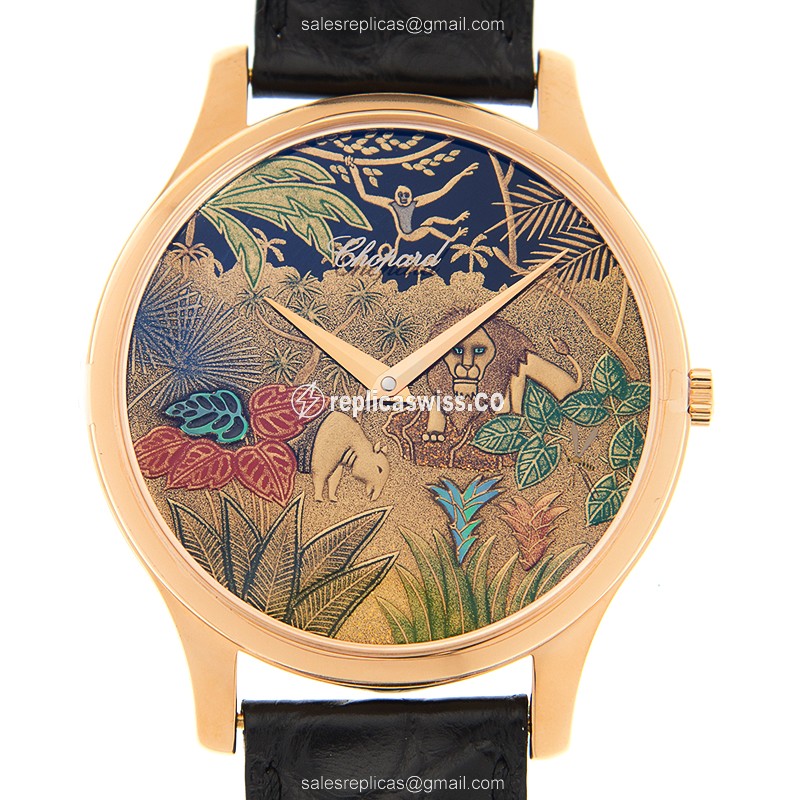 Chopard L.U.C 161902-5050 Replica - Automatic - 18kt Rose Gold - Gold Dial - Black Alligator Buckle - Luxury Replica L.U.C Watch